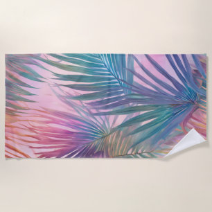 Badetuch in Pastellfarben Blätter aus Palm