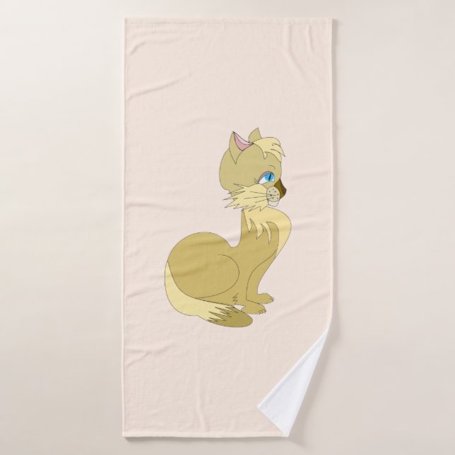 Badetuch mit Gelbkatze Badehandtuch (Badehandtuch)