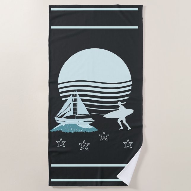 Badetuch mit Siegel Boat Beach Landschaft (Vorderseite)