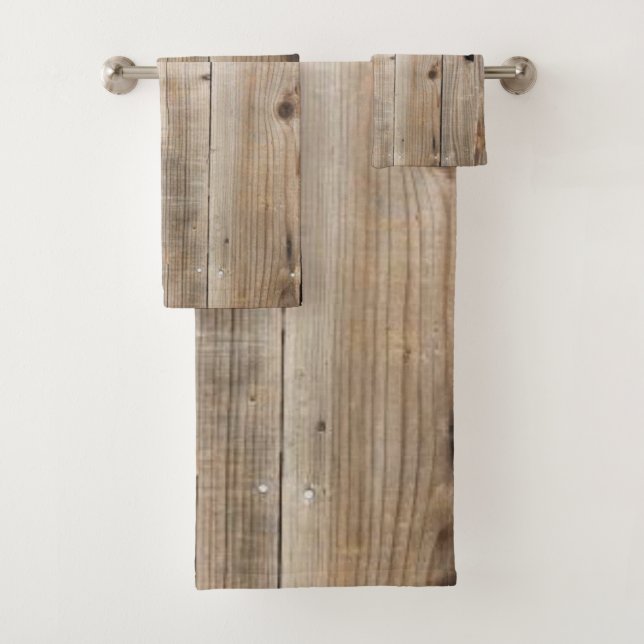 Badetuch Rustikales Holz Beige Badhandtuch Set (Insitu)