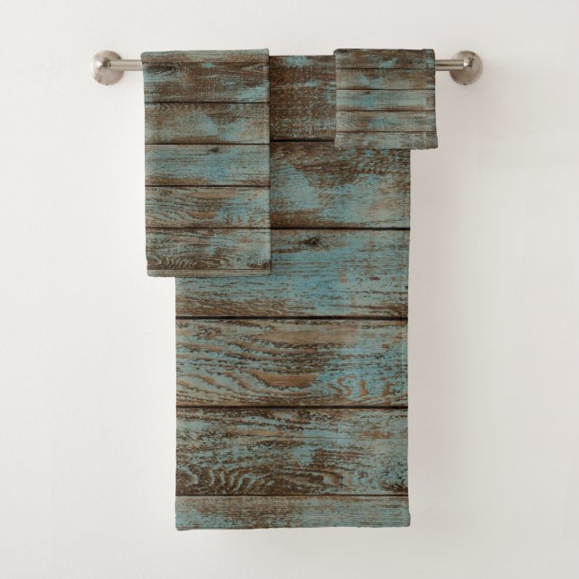 Badetuch Rustikales Holz Grün Badhandtuch Set (Insitu)
