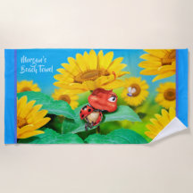 Badetuch schläfrige Marienkäfersonnenblumen.