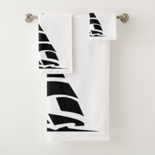 Badetuch Set " Black Sail Boat "