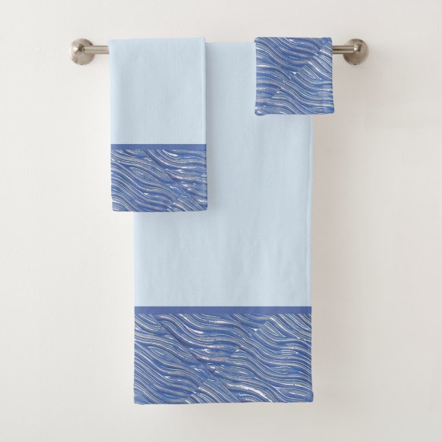 Badetuch-Set mit Blauer Wasserstruktur Badhandtuch Set (Insitu)
