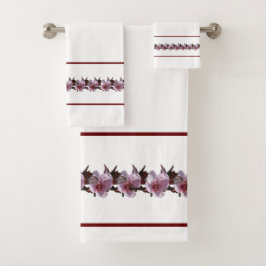 Badetuch-Set - Pflaumenblüten und Maronenleinen Badhandtuch Set