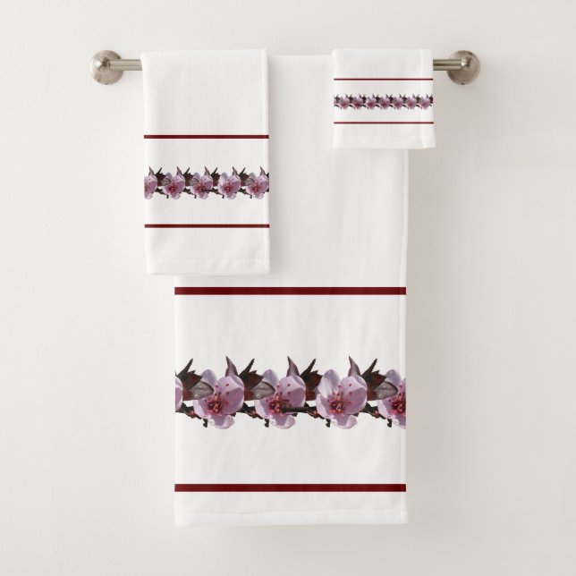 Badetuch-Set - Pflaumenblüten und Maronenleinen Badhandtuch Set (Insitu)