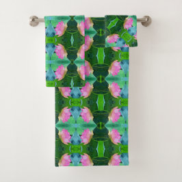 Badetuch Set - Rosa Lotus Abstrakt