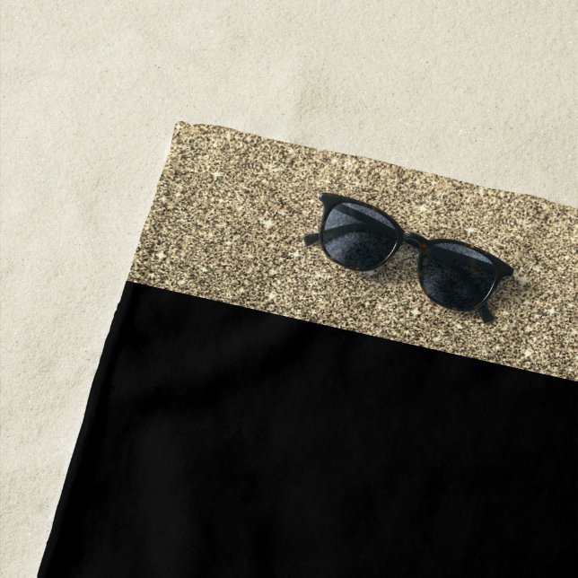 Badetücher am Strand Black Gold Glitzer Look Strandtuch (Beispiel)