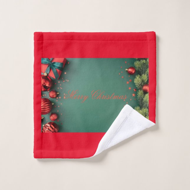 Badetücher Frohe Weihnachten Badhandtuch Set (Waschlappen)