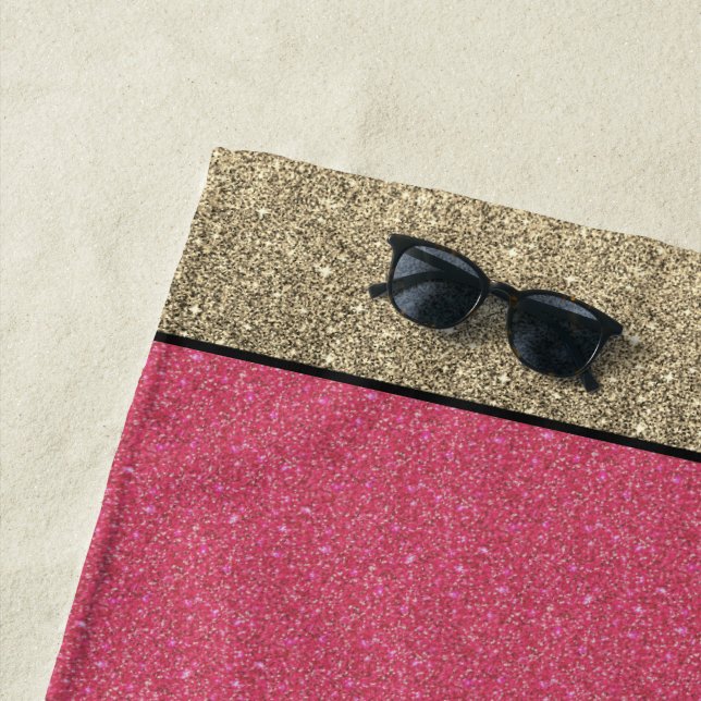 Badetücher in Coral/Gold Glitzer Look Strandtuch (Beispiel)