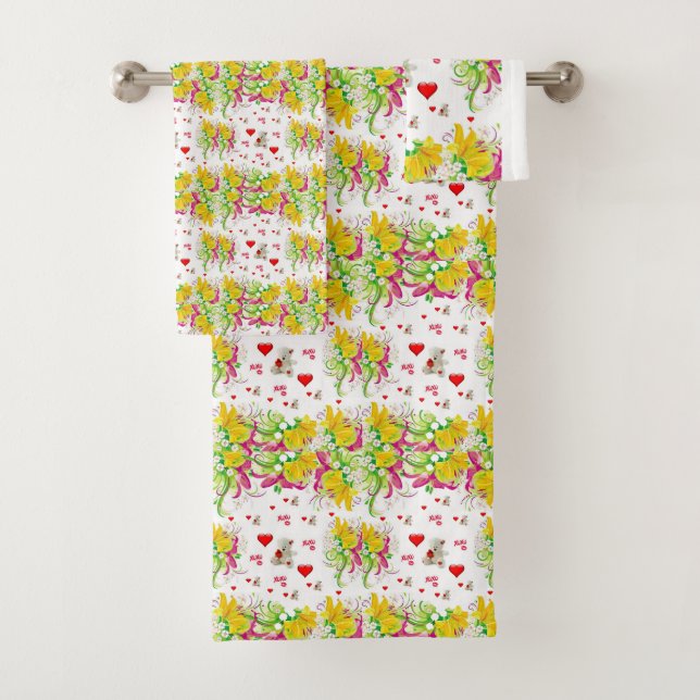 Badetücher Sets Valentine's Day Teddy Bären (Insitu)