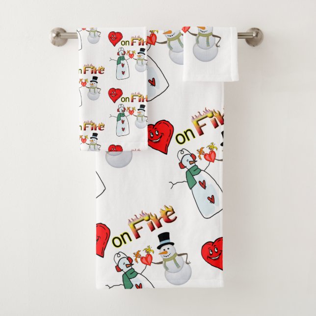 Badetücher Sets Valentinstag Herz Schneemann (Insitu)