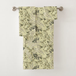Badetücher von Leafy Shades Botanical Khaki Badhandtuch Set