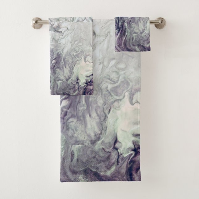BadetuchsetLila und graue Wohngestaltung Badhandtuch Set (Insitu)