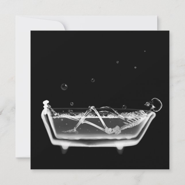 Badewanne-Röntgenstrahl-Skeleton Schwarzes u. Weiß Einladung (Vorderseite)