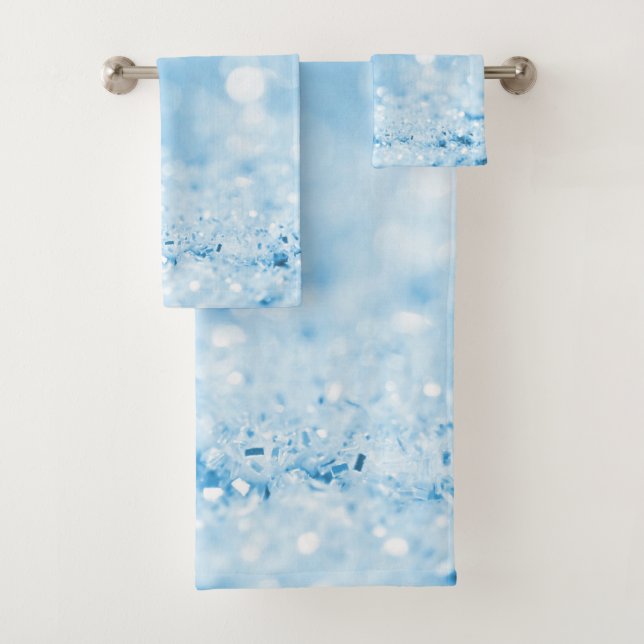 BADEZIMMER AQAU BLUE SPARKLE BUBBLE BADEZIMMER BADHANDTUCH SET (Insitu)