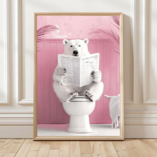 Badezimmer Eisbär Druck Eisbär auf Toilette Spaß Poster