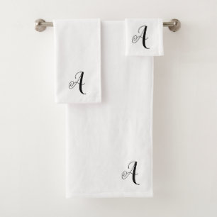 Badezimmer-Handtuch-Set Buchstabe "A"-Monogramm Badhandtuch Set