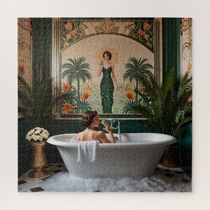 Badezimmer im Art Deco Stil mit badender Frau
