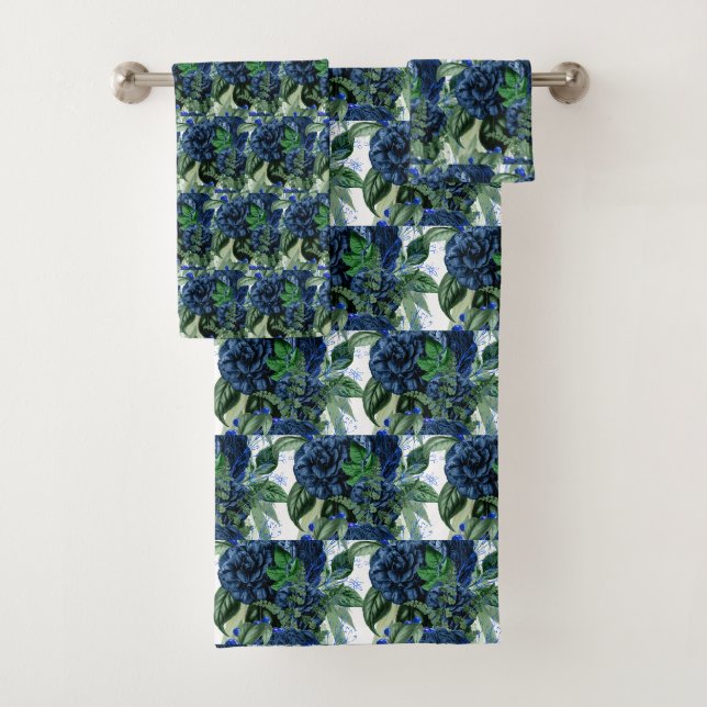 BADEZIMMER-TOWEL-SET BLAUE GREEN WHIRLL BADHANDTUCH SET (Insitu)