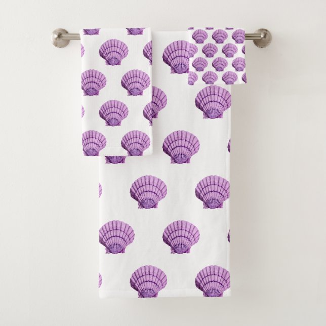 BADEZIMMER TOWEL SET WEISSE LILA MUSCHEL (Insitu)