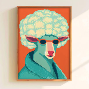 Badezimmer-Wandkunst Schwimmen Druck Schaf Toilett Poster