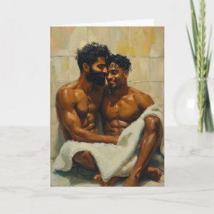 Badezimmerumarmung nach der Dusche Karte