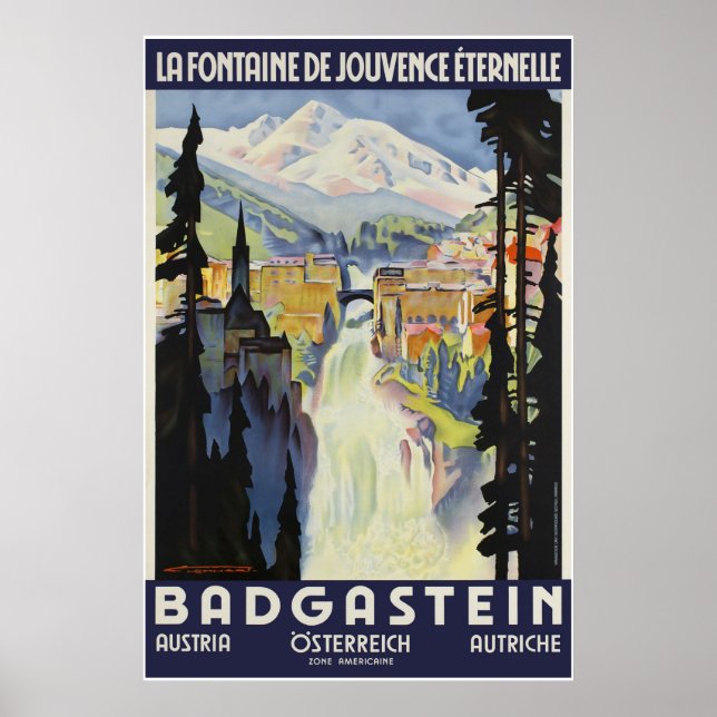 Badgastein, Autriche, affiche de ski de voyage (Devant)