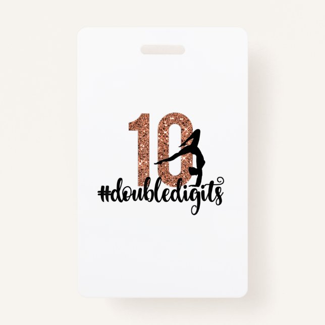 Badge 10e anniversaire Cadeau double chiffres filles Gym (Devant)