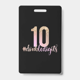 Badge 10e anniversaire Double Chiffres Filles Ombre pêch