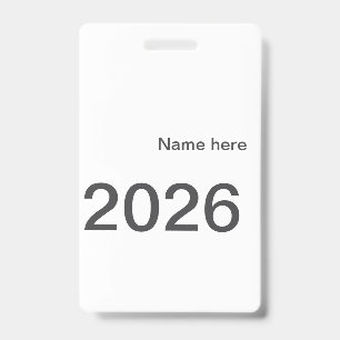 Badge 2026 2027 2028 nom titre ici année lettre gras