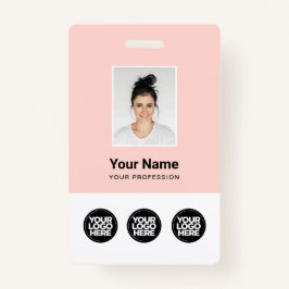 Badge 3 Logos multiples Photo de l'employé, Code à barre