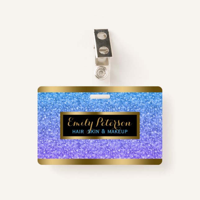 Badge Accents D'Or De Parties scintillant Faux Violet Et (Devant avec clip)