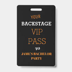 Badge Accès Backstage Bachelor anniversaire VIP 
