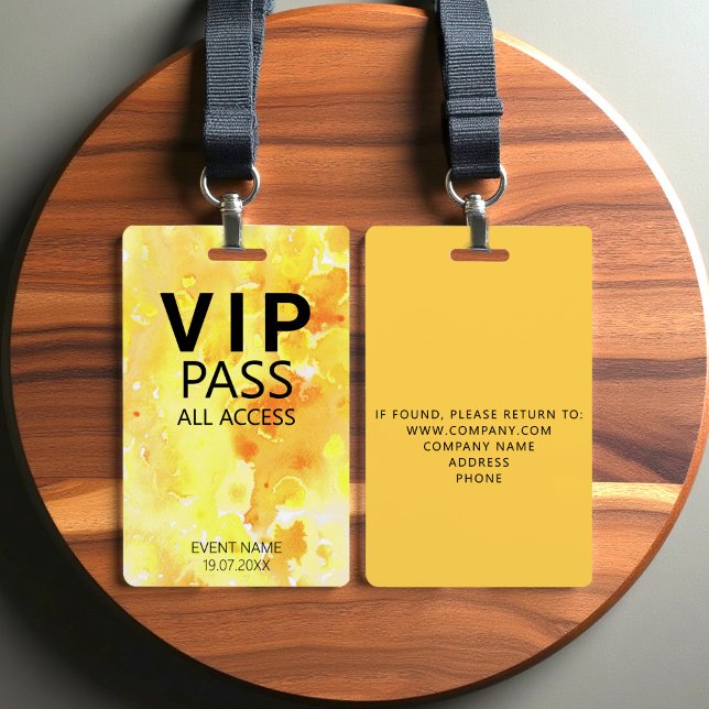 Badge Accès complet VIP personnalisé Abstrait aquarelle  (Créateur téléchargé)