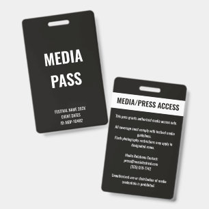 Badge Accès personnalisé à la presse des médias du festi
