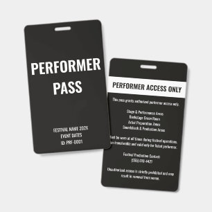 Badge Accès Personnalisé Artiste Interprète Concert ID B