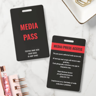 Badge Accès personnalisé aux médias pour le festival de