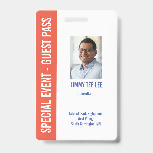 Badge Accès photo de sécurité pour événement spécial