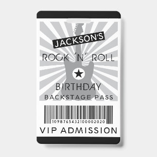 Badge ADMISSION VIP Backstage Pass Rock 'N' Roll Party