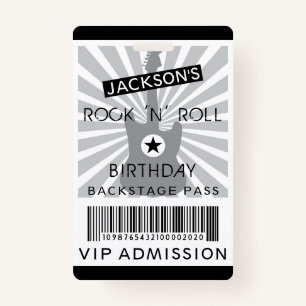 Badge ADMISSION VIP Backstage Pass Rock 'N' Roll Party