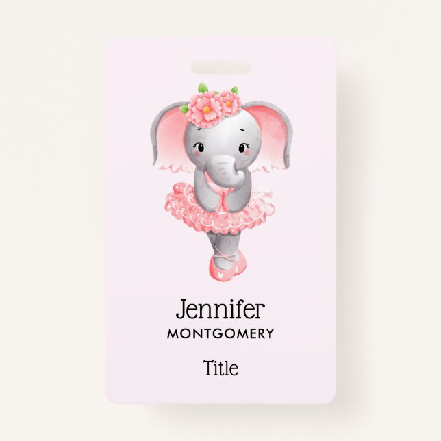 Badge Adorable Ballerina Elephant En Pointe (Devant)