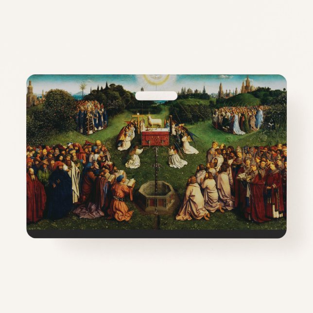 Badge Adoration de l'agneau par Jan van Eyck (Devant)