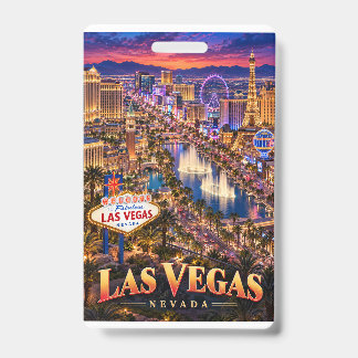Badge Affiche de voyage de Las Vegas Nevada Neon Skyline