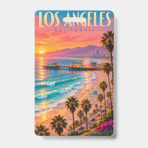 Affiche de voyage Los Angeles Californie Coucher d