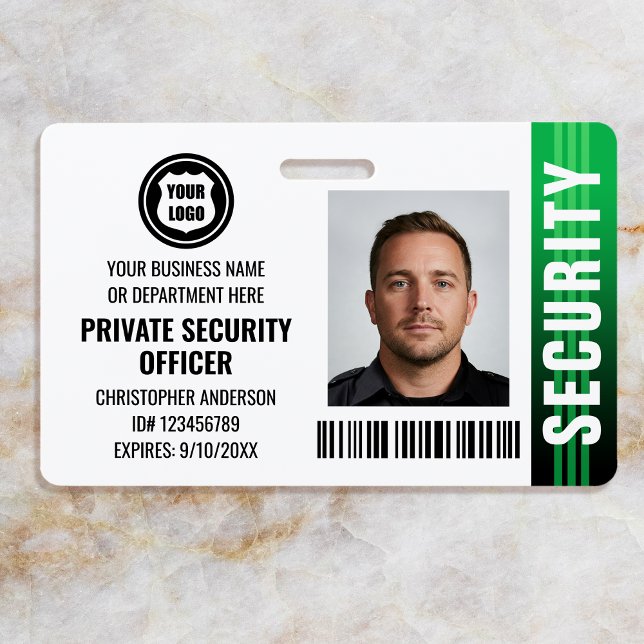 Badge Agent de sécurité privée ID Logo photo vert (Créateur téléchargé)