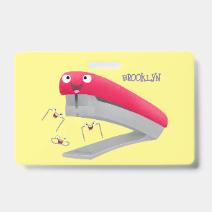 Badge Agrafeuse rouge mignonne illustration de dessin an