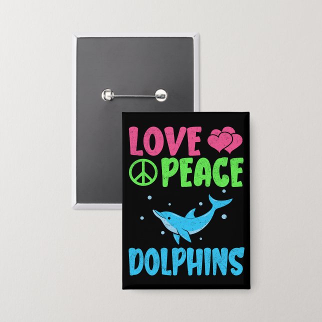 Badge Aimer La Paix Dauphins Murs Animaux De Mer Dauphin (Recto/Verso)
