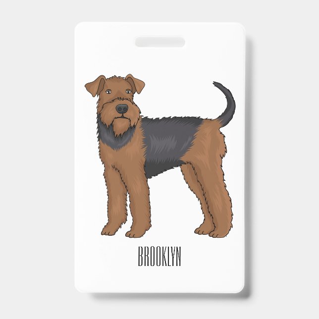 Badge Airedale terrier dog cartoon (Front)