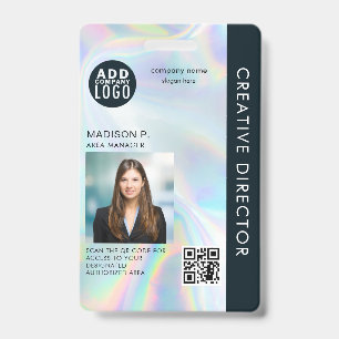 Badge Ajouter un code QR de logo d'entreprise Photo d'id